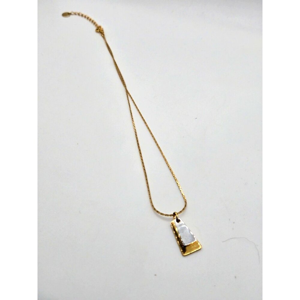 Vintage Pierre Balmain signed gold plated dog tag necklace gold and silver